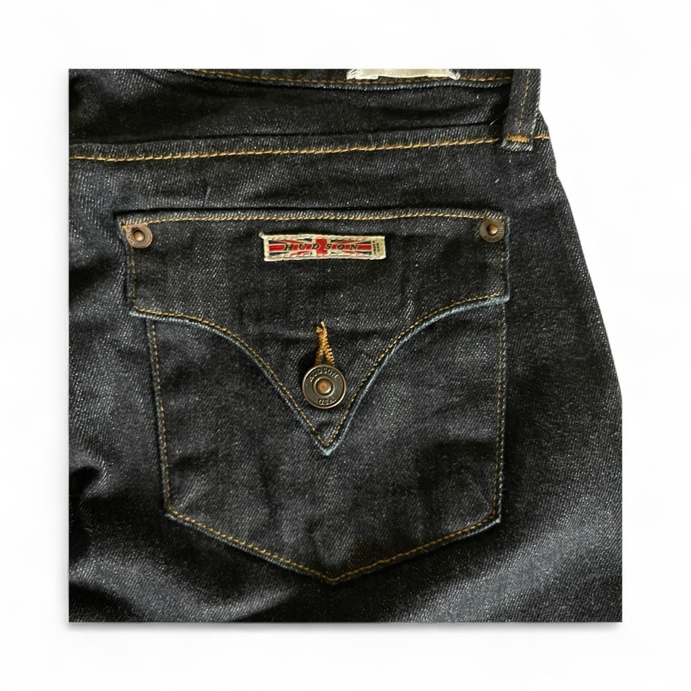 Hudson Carly Flap Straight Leg Jeans Dark Wash Indigo Made in USA Size 25